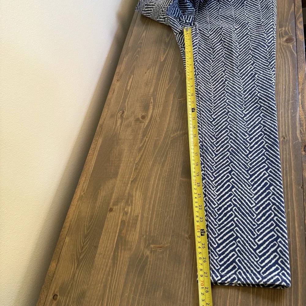 J. McLaughlin Womens 10 Blue White Mid‎ Rise Lexi Geometric Print Denim Jeans
